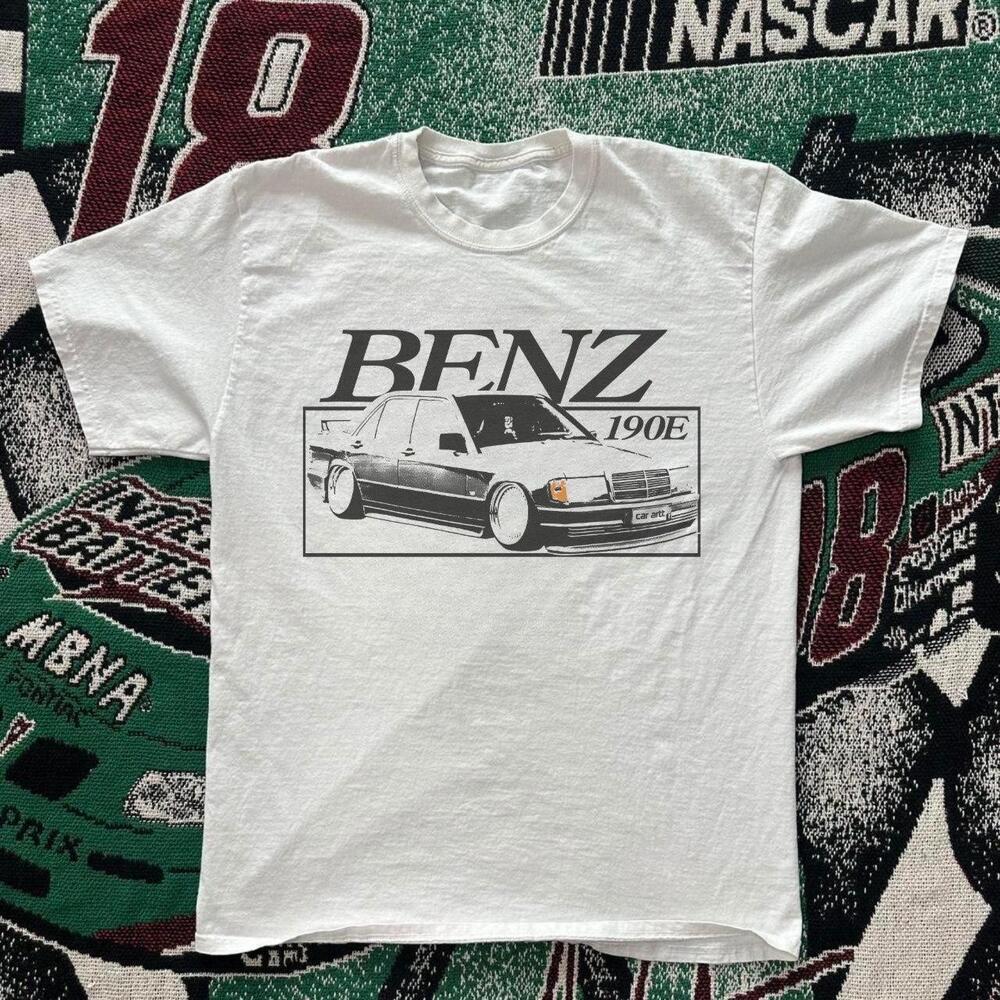 Mercedes Benz 190E Car Retro Graphic White T-Shirt